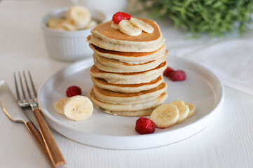 Banana pancakes for breakfast.