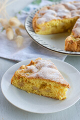 Delicate and airy charlotte with apples.