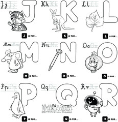 Hand Sketch Line drawing of Alphabets with different shapes or characters