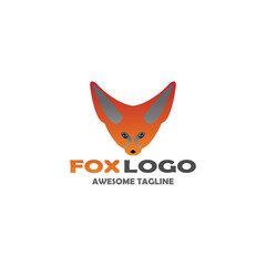 Vector trendy minimalistic red fox head logo