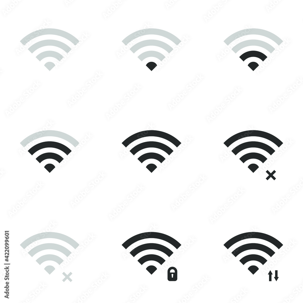 Poster wifi icon vector illustrator. 640x640 pixels with status connection symbol. outline signal technolog