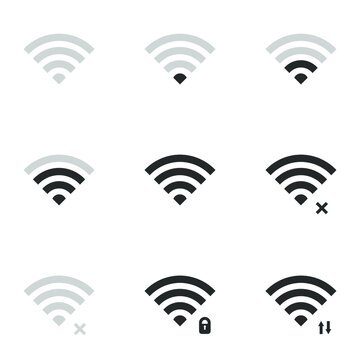 Wifi icon vector illustrator. 640x640 pixels with status connection symbol. Outline signal technology on white background.