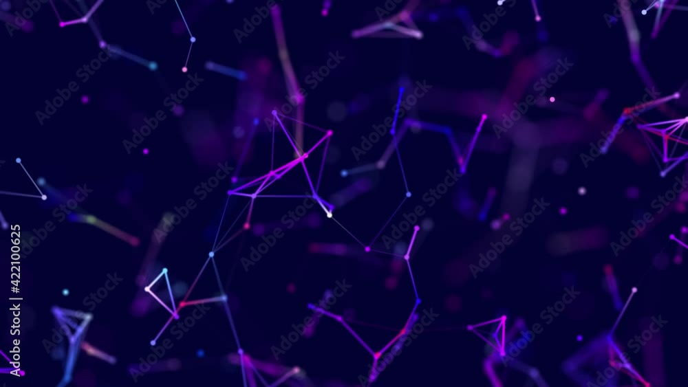 Leinwandbilder Abstract digital connection moving dots and lines. Technology background. Network connection structure. Plexus effect. 3d Seamless loop. 4K