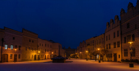 Fototapeta na wymiar Slavonice old town in winter snowy frosty morning
