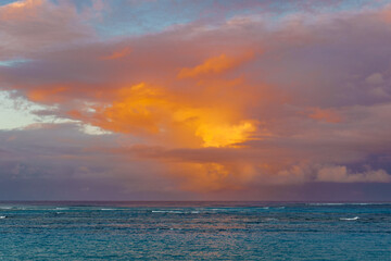 Fototapeta na wymiar Golden Hour Clouds over Grace Bay, Providenciales, Turks and Caicos