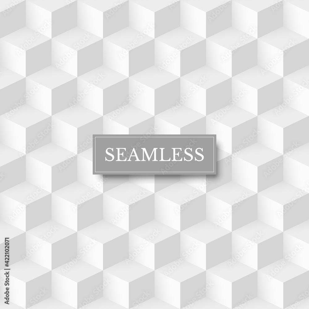 Poster seamless geometric cube background. 3d abstract white and grey design vector illustration. retro sty