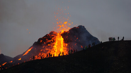 A small volcanic eruption at Mt Fagradalsfjall, Southwest Iceland - only about 30 km away from the...