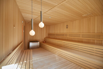 modern empty interior design wooden floor sauna