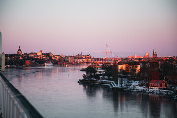 Early winter morning with sunrise, Stockholm Sweden - 422103477