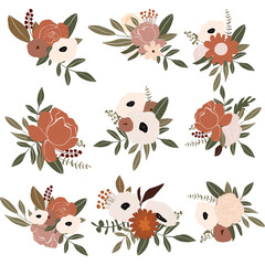 Vector floral bouquets and arrangements collection 