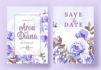 Wedding card template with beautiful floral wreath