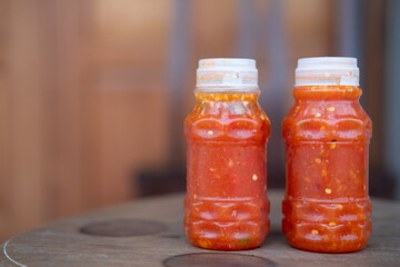 Two of Sukiyaki sauce in plastic bottle