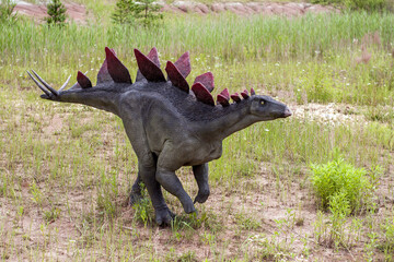 A model of a prehistoric dinosaur made available to visitors to a Jurassic park to learn about the...