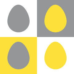 Group of Vector yellow and gray Easter eggs isolated