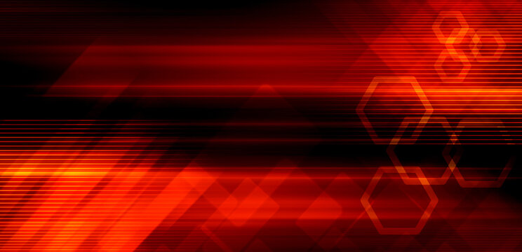 Red Digital Background With Lines Texture, Abstract  Tech Graphic Banner Design.