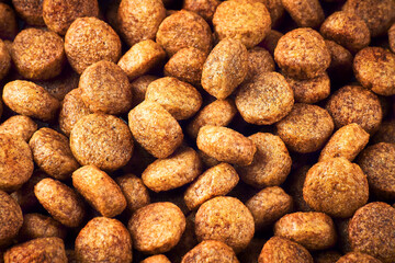 Dry dog food macro background