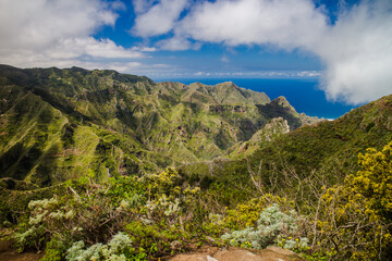 View of Anaga mountains and hiking trail nearby Chinamada on Tenerife 