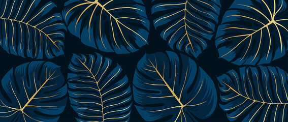 Luxury pattern with monstera leaves for printing on canvas, fabric, walls for home decoration, website background.