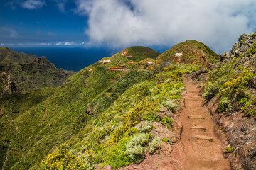 Hiking trail leading to Chinamada in Anaga mountains at Tenerife island