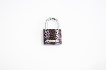 Padlock on white background. Closed lock. Blocking and protection.