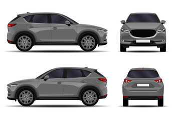 Fototapeta premium Realistic SUV car. Front view; side view; back view.