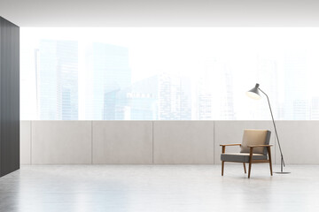 Fototapeta premium Interior of waiting room on high level with panoramic view