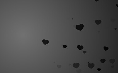 Valentine day black hearts on gray background.