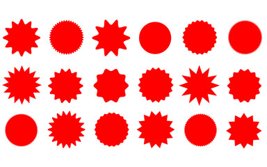 Sale and big red shopping labels collection set.Sale and discount stickers.Sale price tags or promotional badge. Promo banners.Red labels isolated on white background.