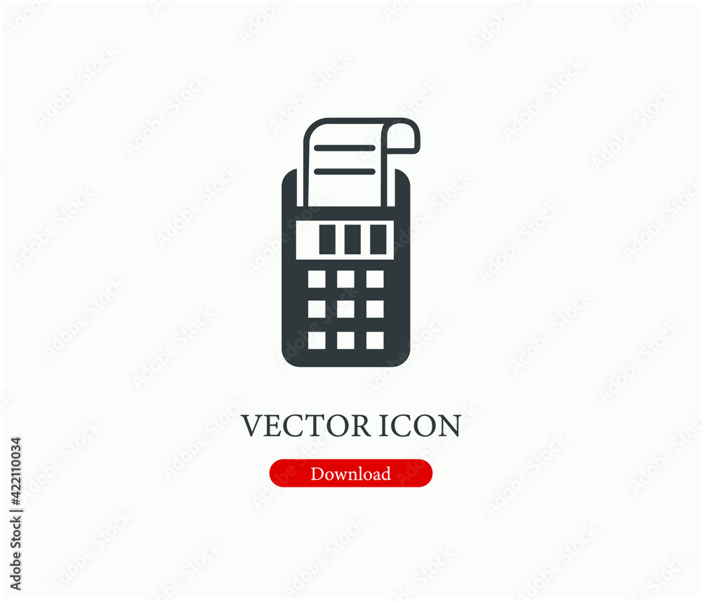 Poster printing calculator finance tool vector icon. editable stroke. linear style sign for use on web desi