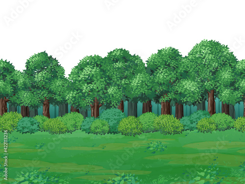 森と草原の風景イラスト 背景 シームレス Animation Wall Mural Animati ふわぷか