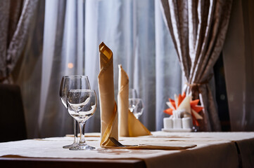 Cafe or restaurant interior and table settings
