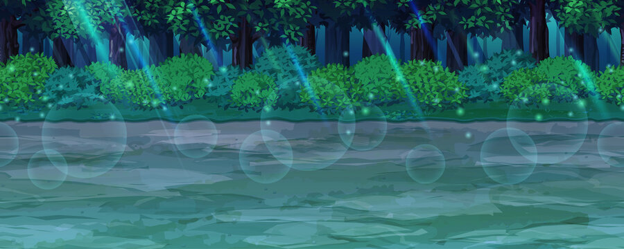 夜の幻想的な森の中にある土の道の風景イラスト 横スクロールゲームの背景 シームレス Stock Vector Adobe Stock 夜の幻想的な森の中にある土の道の風景イラスト 横スクロールゲームの背景 シームレス Stock Vector Adobe Stock
