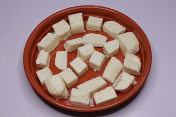 Paneer or Cheese isolate on white background