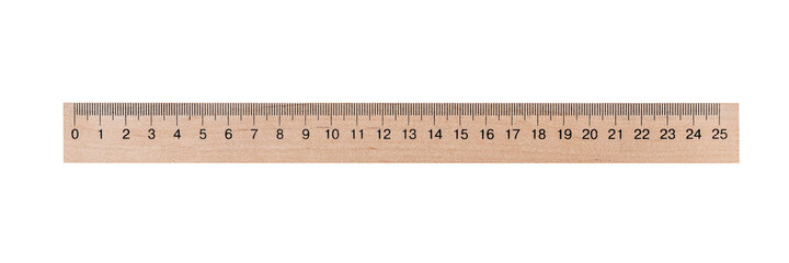 wooden ruler isolated on white background. measure school tool cut out