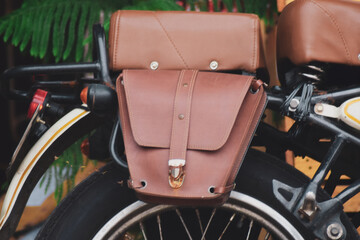 Fototapeta premium retro motorcycle side bags