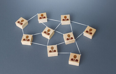 Network of connected people. Interaction between employees and community members. Information...