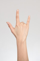 Rock gesture isolated on white background