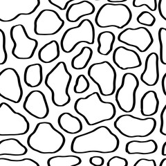 Seamless pattern with variety abstract shapes, dots, splat. Background drawn with ink and marker in hand drawn style. Illustrations with natural texture in the Scandinavian style. Vector