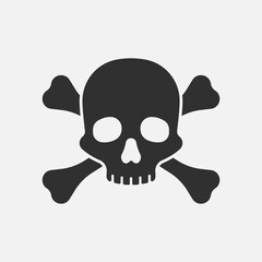 Skull with bones isolated on white background. Vector illustration.
