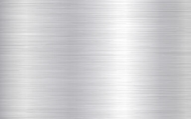 Metal background. Silver steel texture. Brushed stainless sheet. Bright polish plate with reflection. Realistic industrial texture. Aluminum panel. Vector illustration - obrazy, fototapety, plakaty