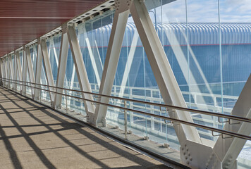 Pedestrian underpass with large windows, side view