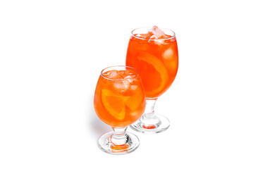 Orange cocktails isolated on a white background.