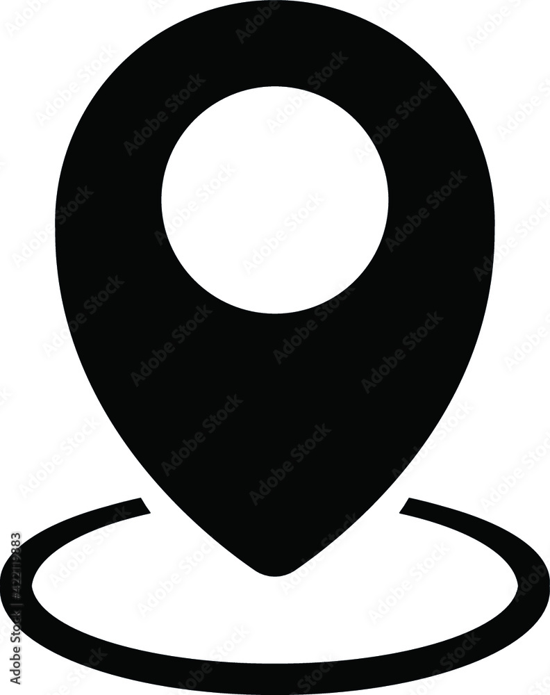 Sticker geolocation icon. fashionable geolocation silhouette logo concept on a white background. the symbol 