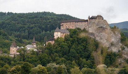 Fototapeta na wymiar Beautiful orava castle. in Oravsky Podzamok in Slovakia. Orava region. Slovakia landscape. Travel. concept.