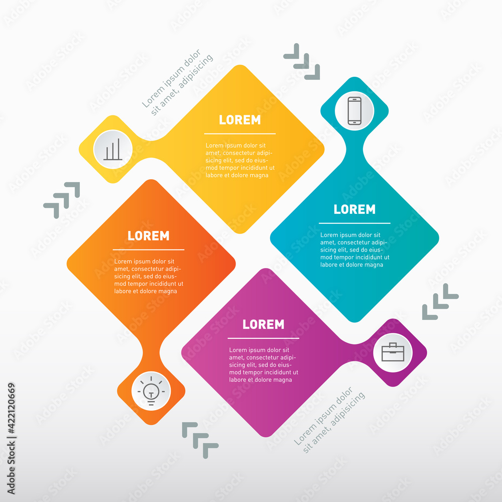 Poster vector infographic of technology cycle or education process with four steps. template of info graphi