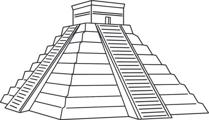 Teotiukan - the city of the gods. Ancient tomb. Black and white image. Coloring.