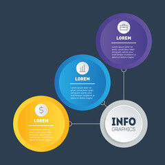 Investor plan or presentation for 3 months or years. Best for business presentation with three parts. Example of infographics - how to make your business structured. Infographic of education process.