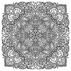 Vector pattern with colors for anti-stress coloring pages. Coloring book for adults with a lot of elements.
