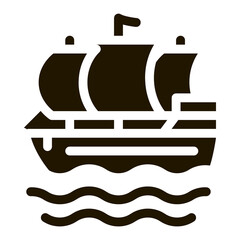 Pirate Sail Boat Icon Vector Glyph Illustration