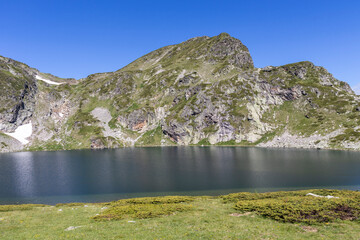 Fototapeta na wymiar Landscape with The Kidney Lake, The Seven Rila Lakes, Bulgaria